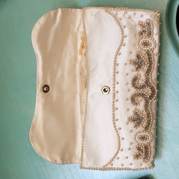 Vintage 50\'s/60\'s Glam Satin Beaded Purse / Clutch